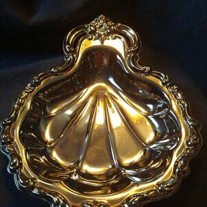 Vintage Silver Plated Shell & Rose Trinket; International Silver Countess
